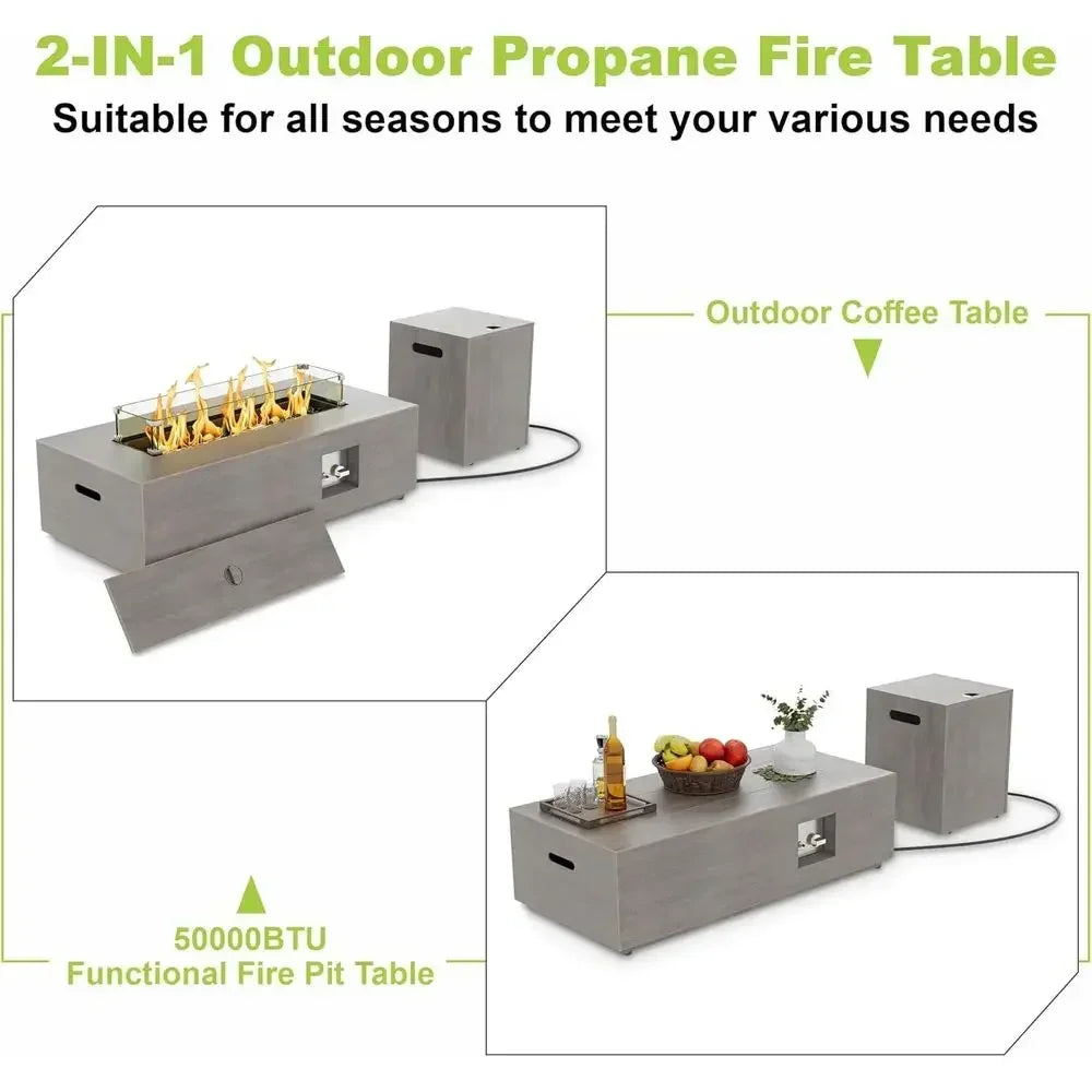 Heatstone Slate 42" rectangular propane fire pit table, view 5