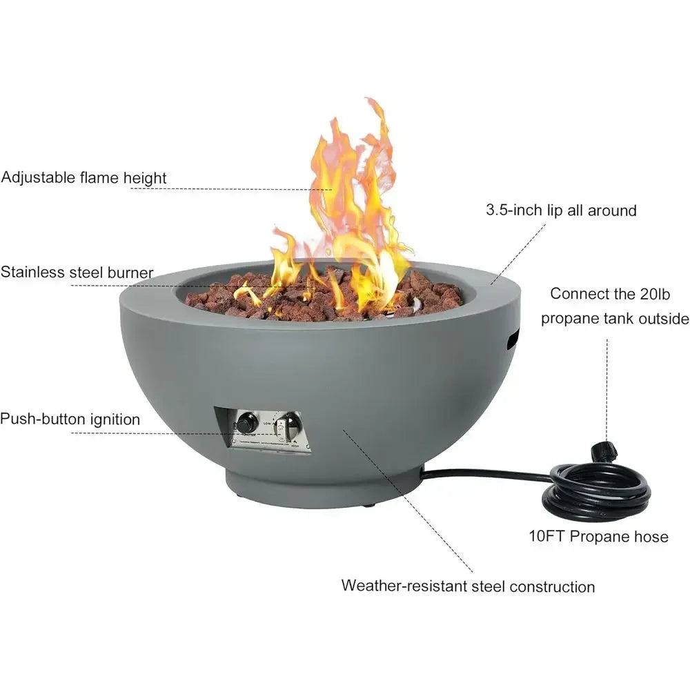 Heatstone Pebble 28" round propane fire pit table, view 3