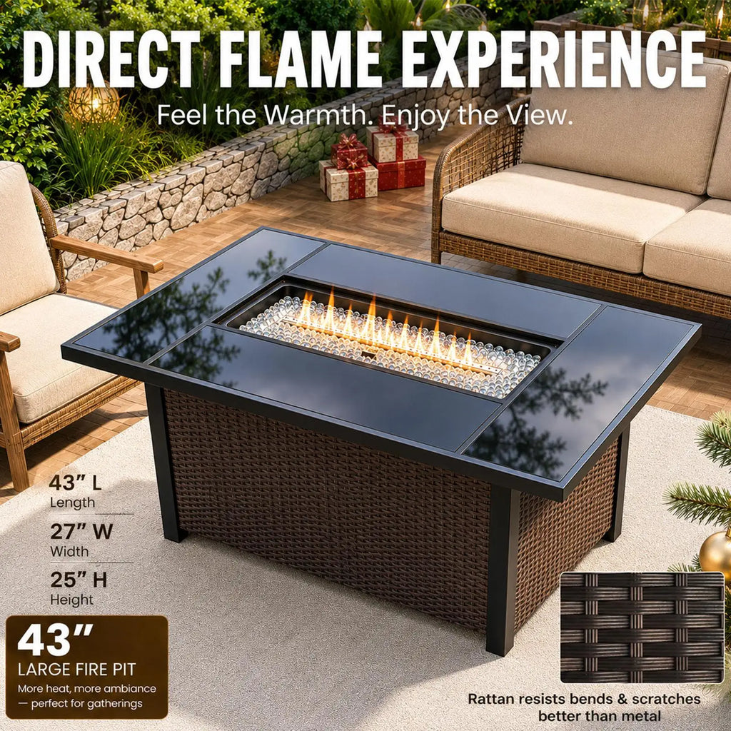 Heatstone Pismo 43" rectangular propane fire pit table, view 6