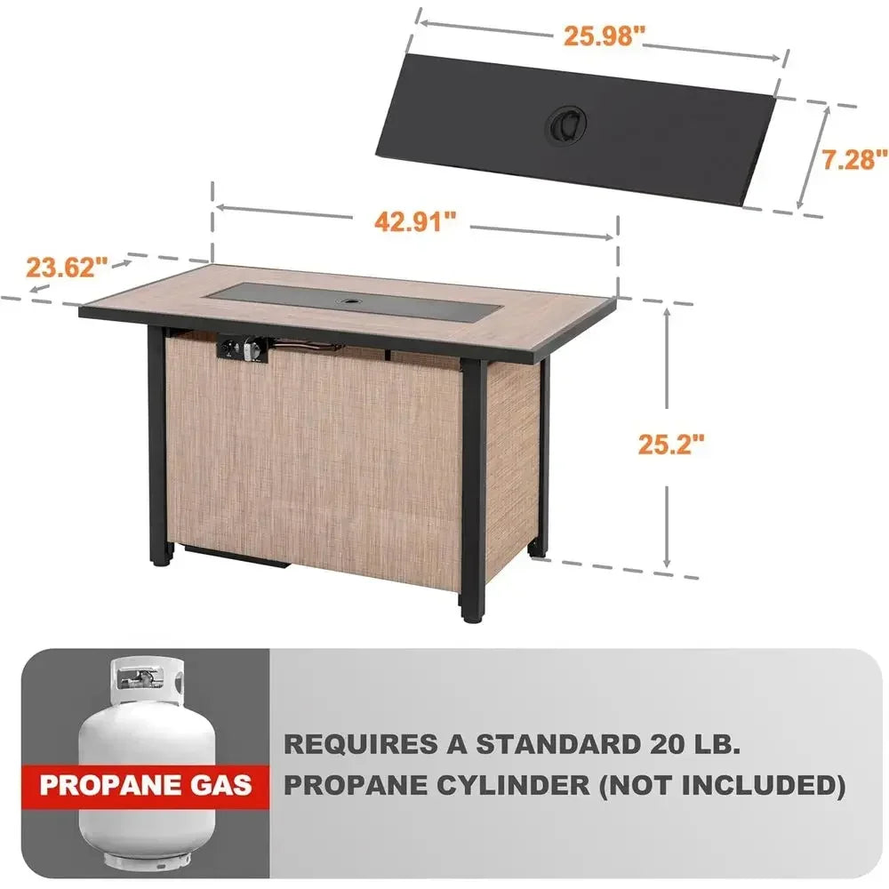 Heatstone Carmel rectangular propane fire pit table, view 6