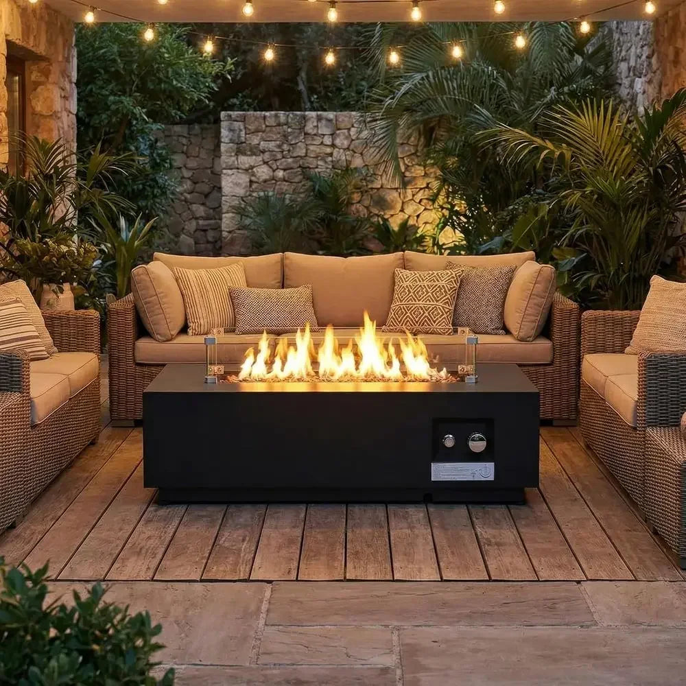 Heatstone Onyx 42" rectangular propane fire pit table, view 6