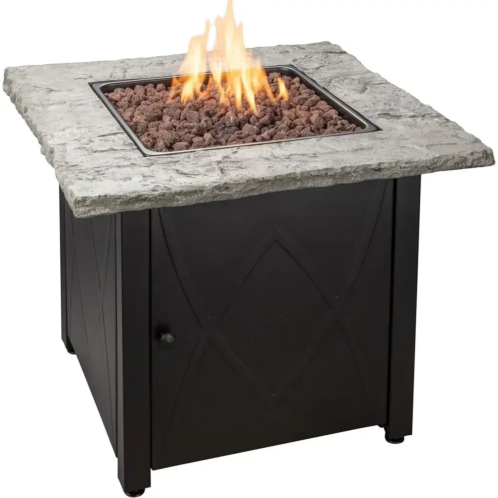 Heatstone Granite 30" square propane fire pit table, view 1