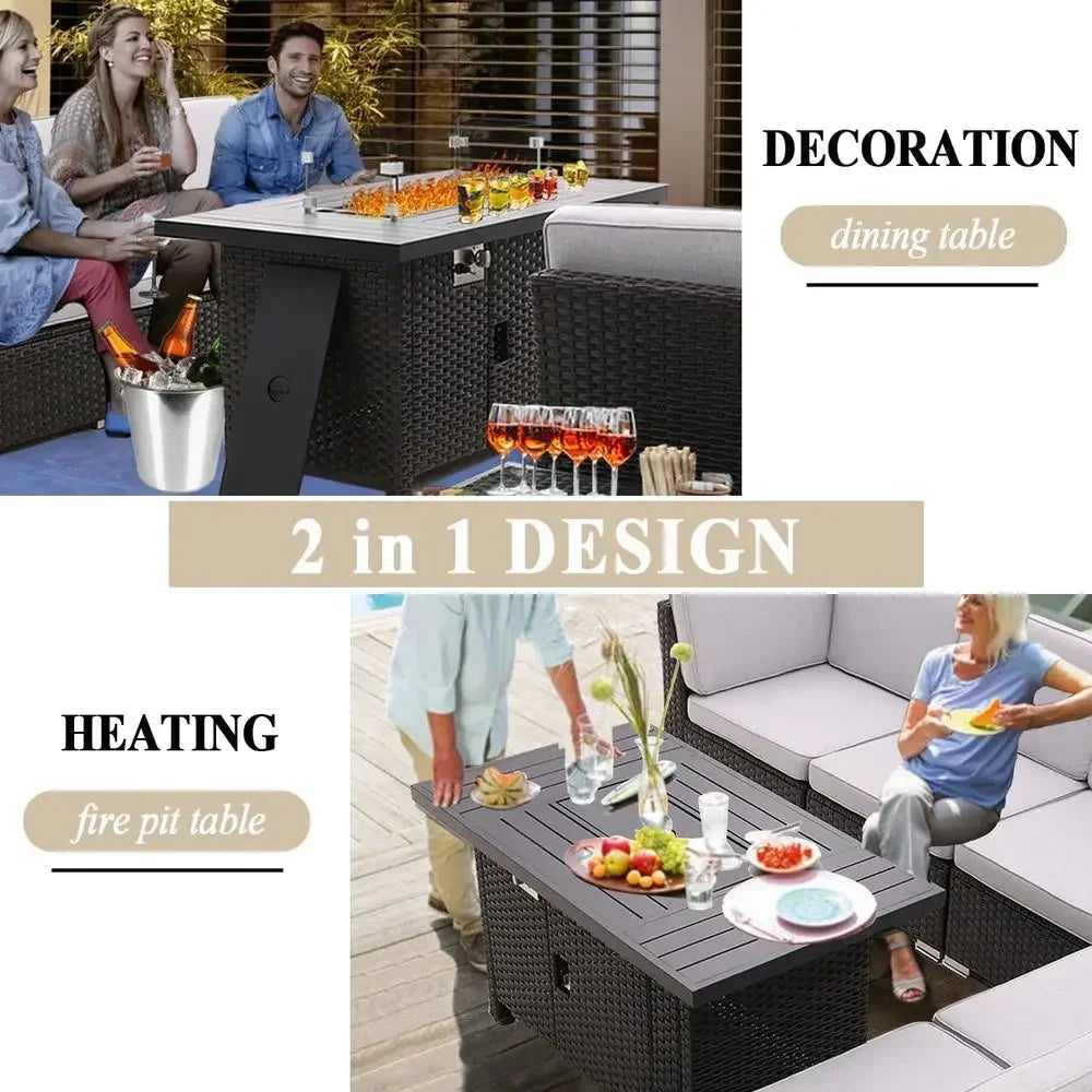 Heatstone Redwood 46" rectangular propane fire pit table, view 3