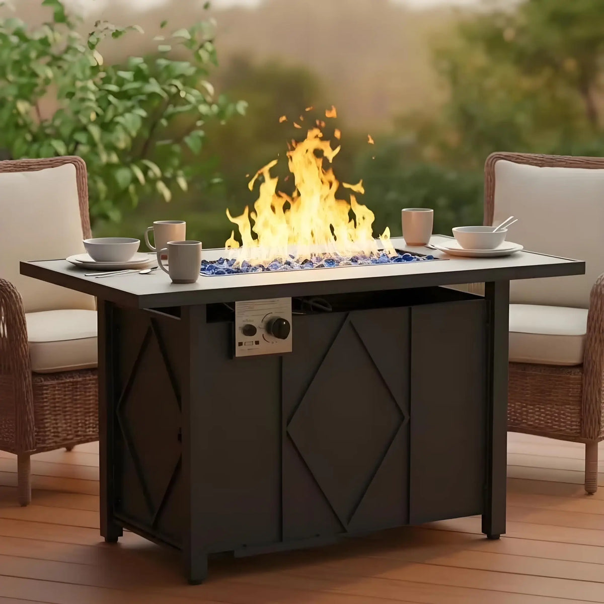 Heatstone Carson 43" rectangular propane fire pit table, view 2