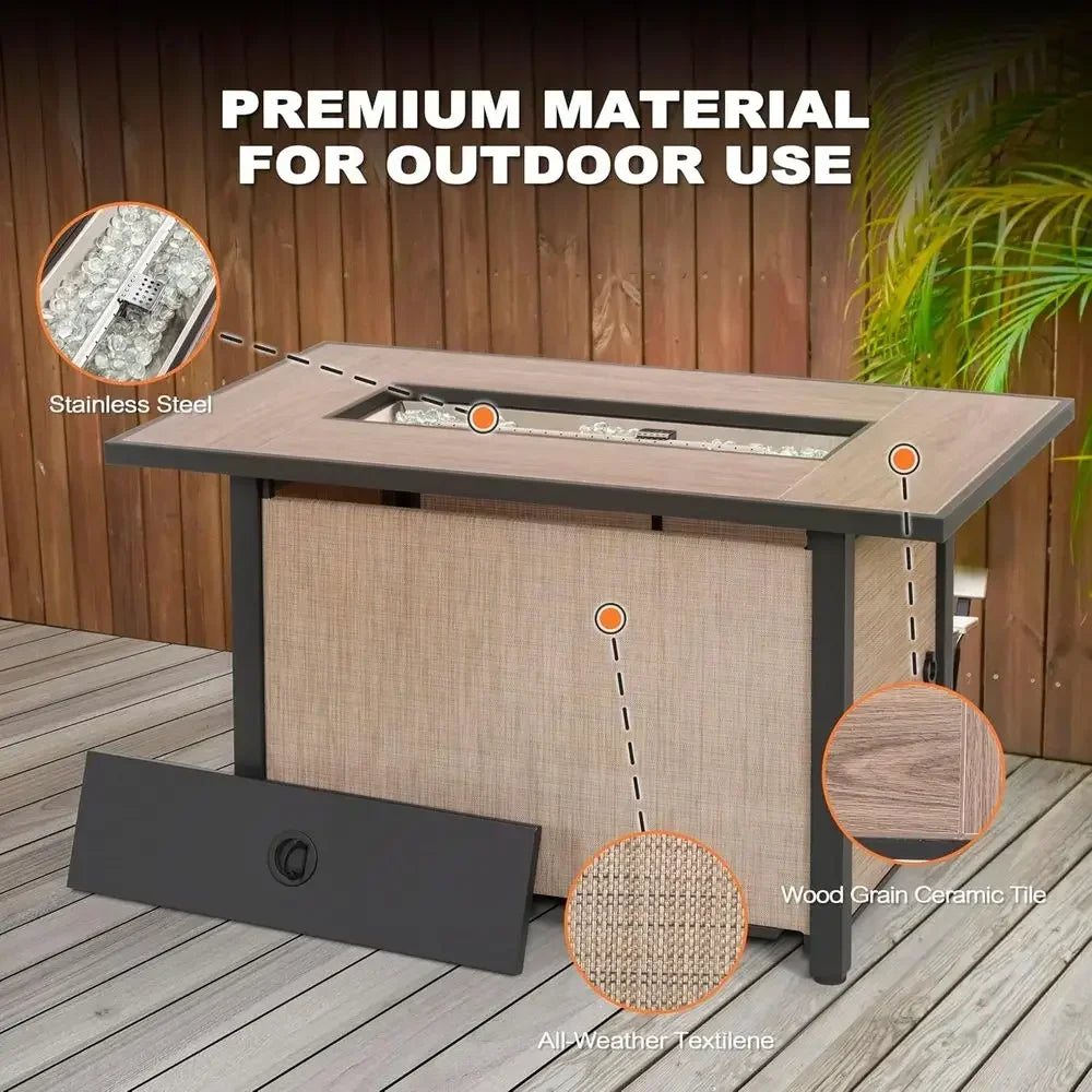 Heatstone Carmel rectangular propane fire pit table, view 5