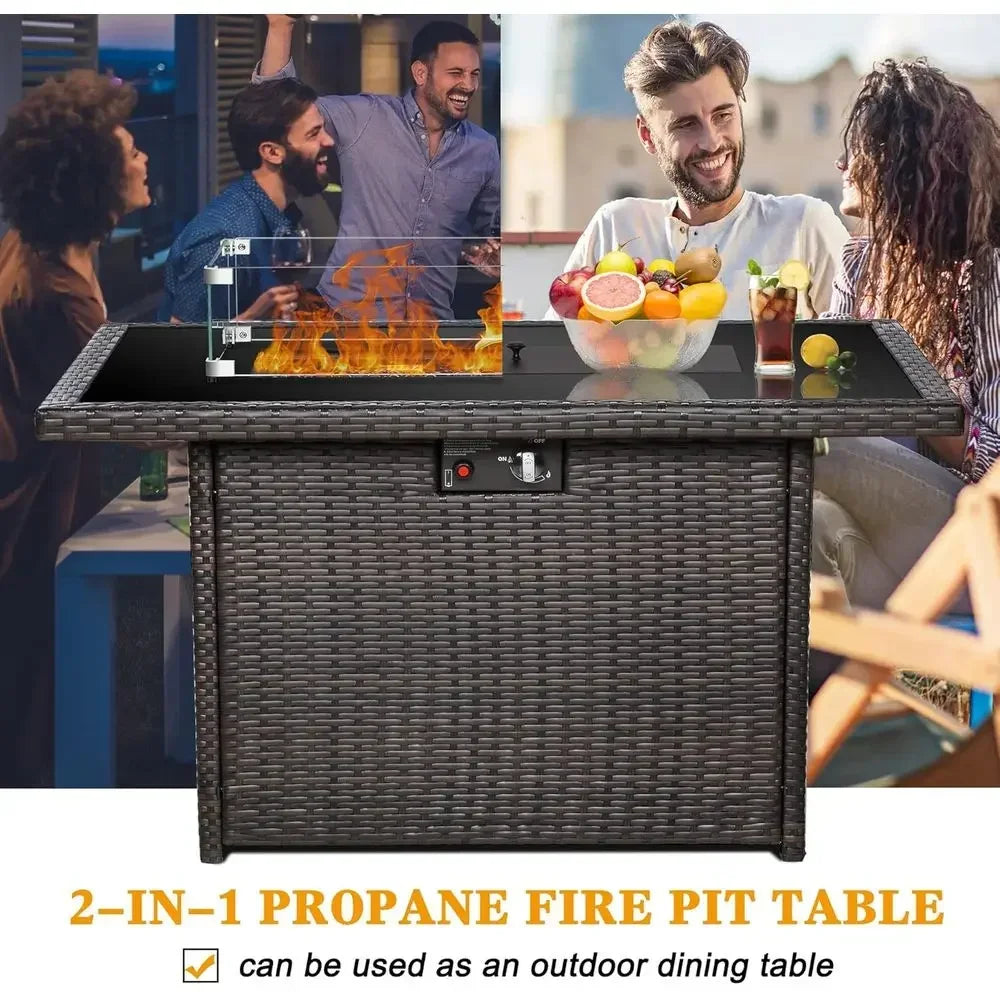 Heatstone Cypress 44" rectangular propane fire pit table, view 6