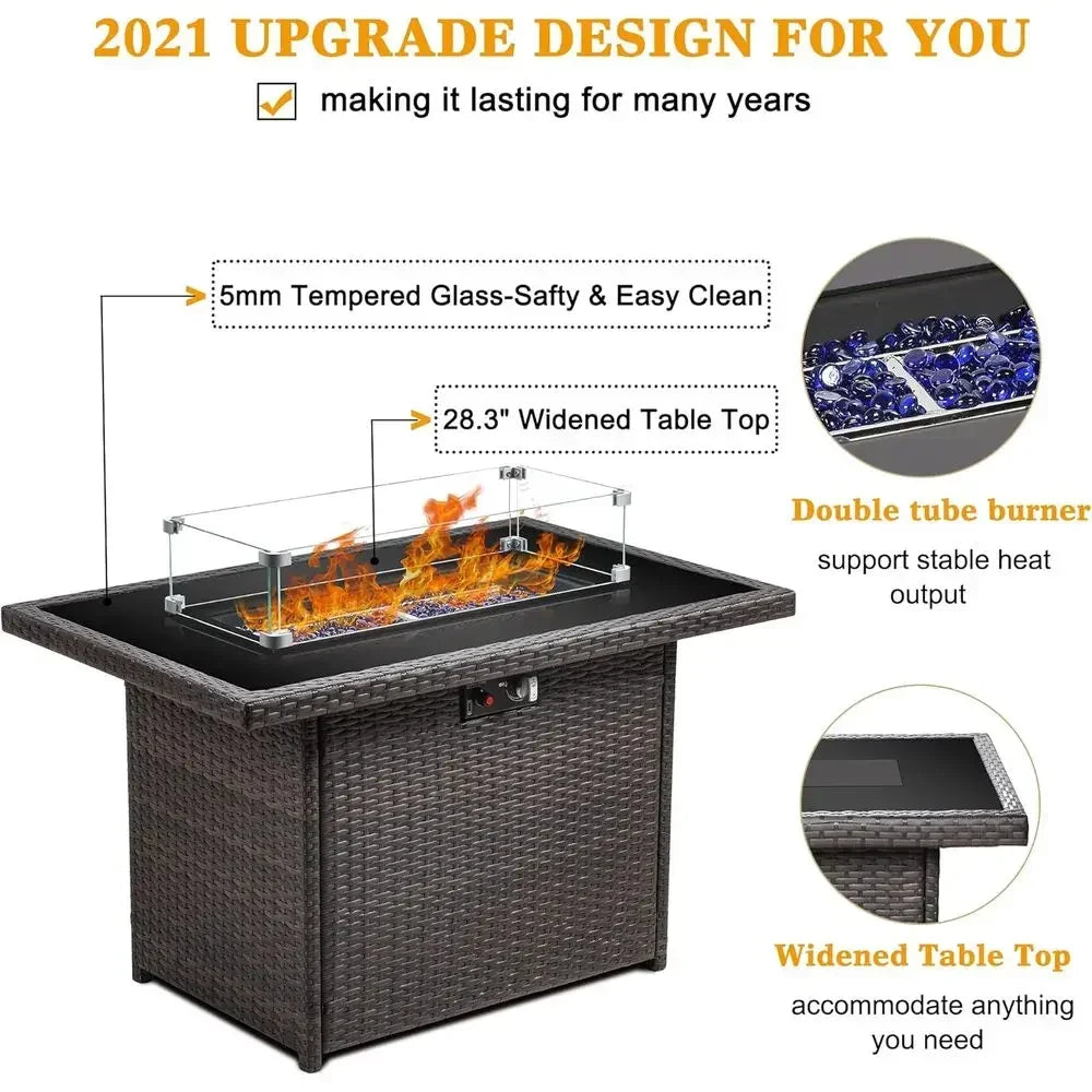 Heatstone Cypress 44" rectangular propane fire pit table, view 4