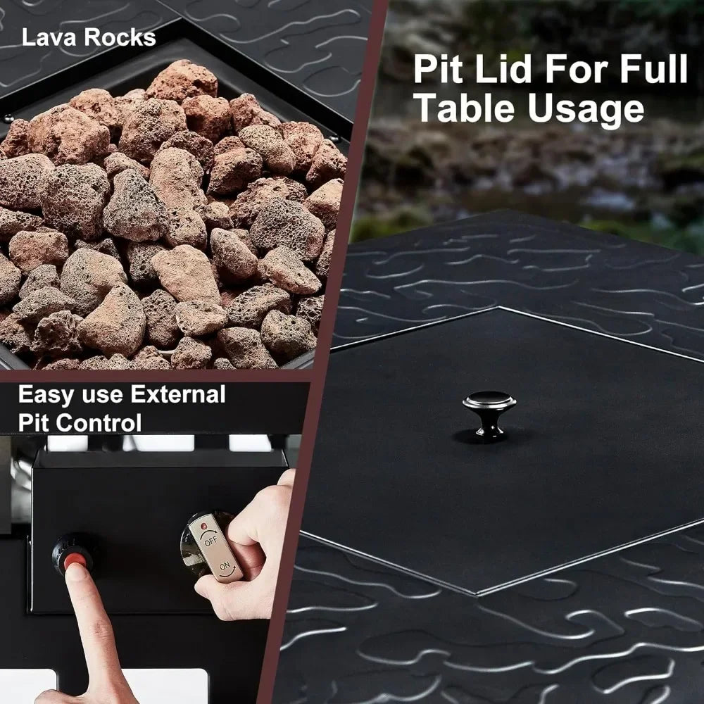 Heatstone Mojave 30" square propane fire pit table, view 5