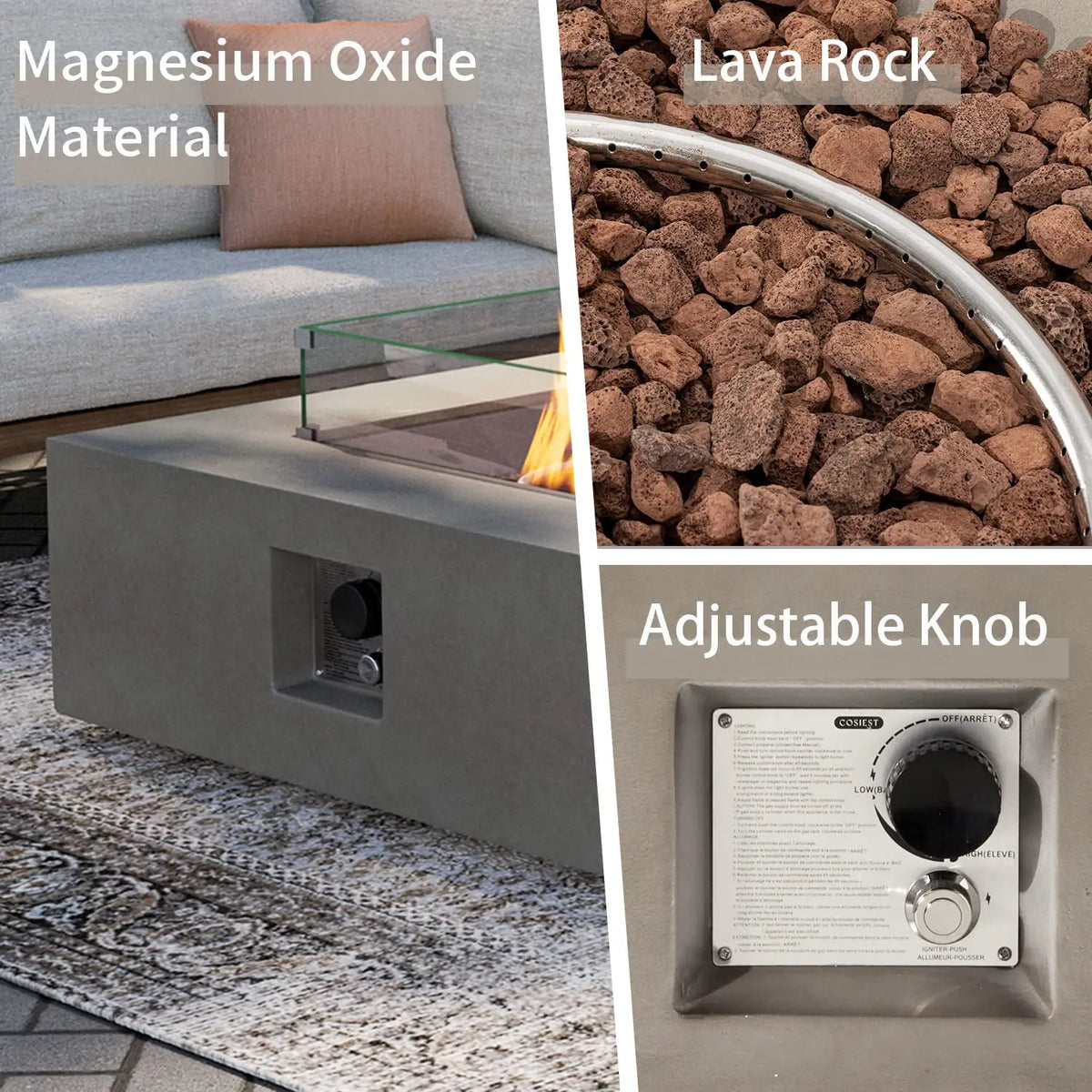 Heatstone Quarry 35" square propane fire pit table, view 5