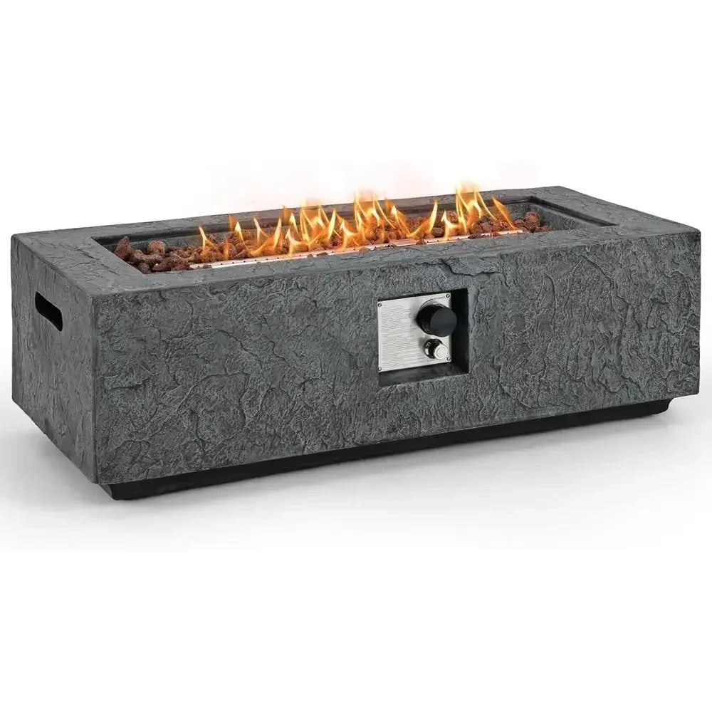 Heatstone Basalt 42.5" rectangular propane fire pit table, view 1