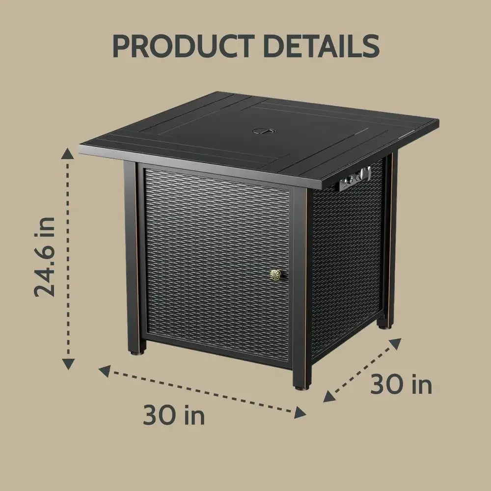 Heatstone Alder 30" square propane fire pit table, view 4