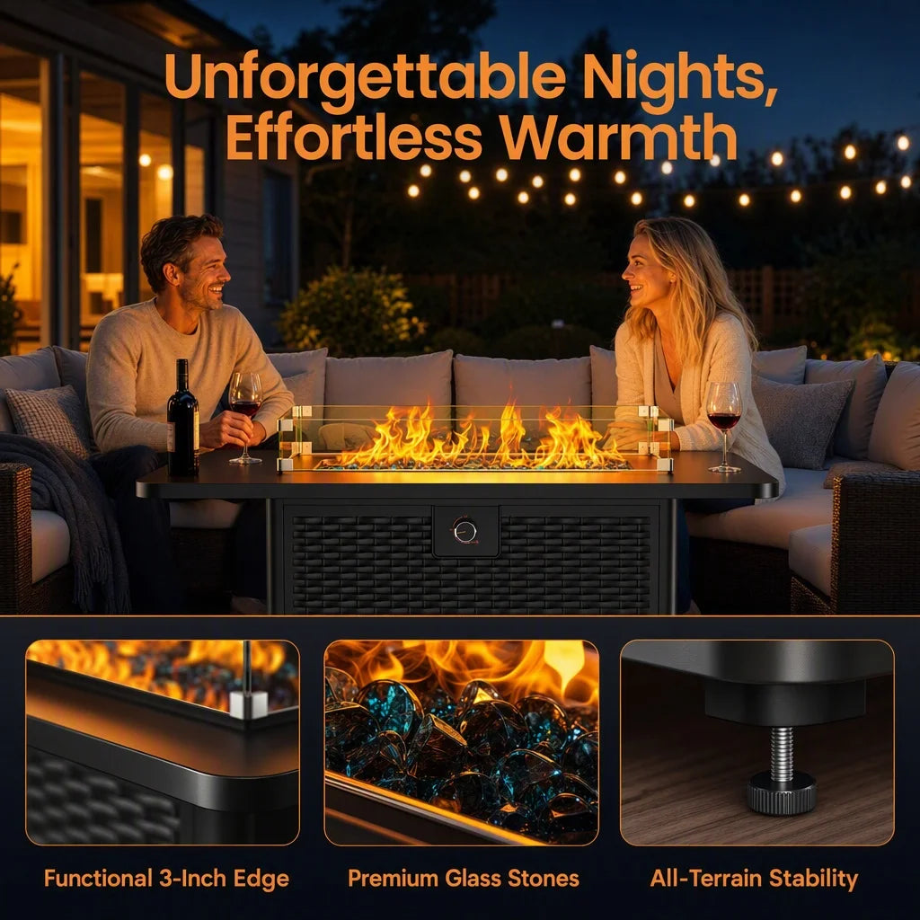 Heatstone Catalina 43" rectangular propane fire pit table, view 3