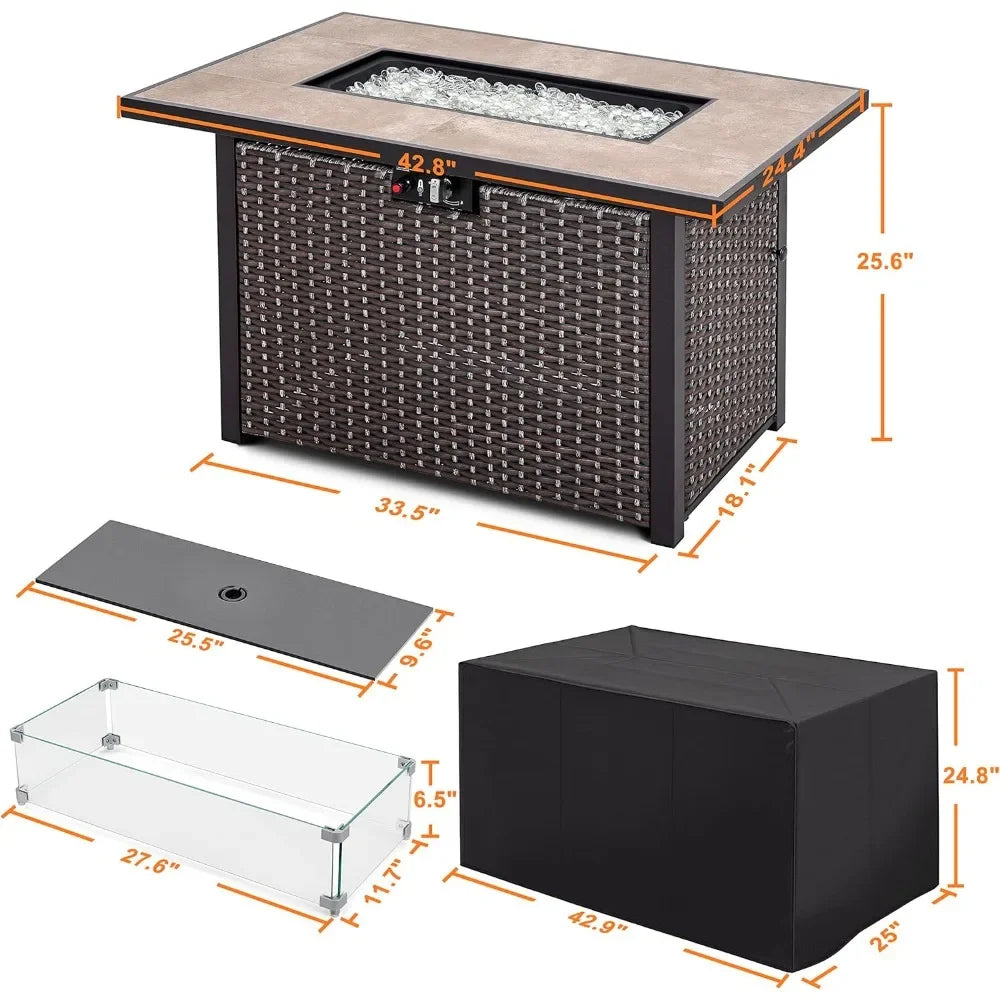Heatstone Avila rectangular propane fire pit table, view 4