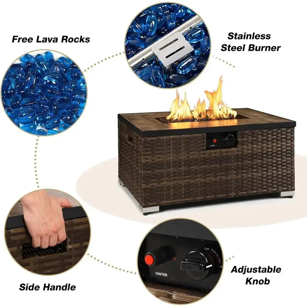 Heatstone Napa 32" rectangular propane fire pit table, view 6