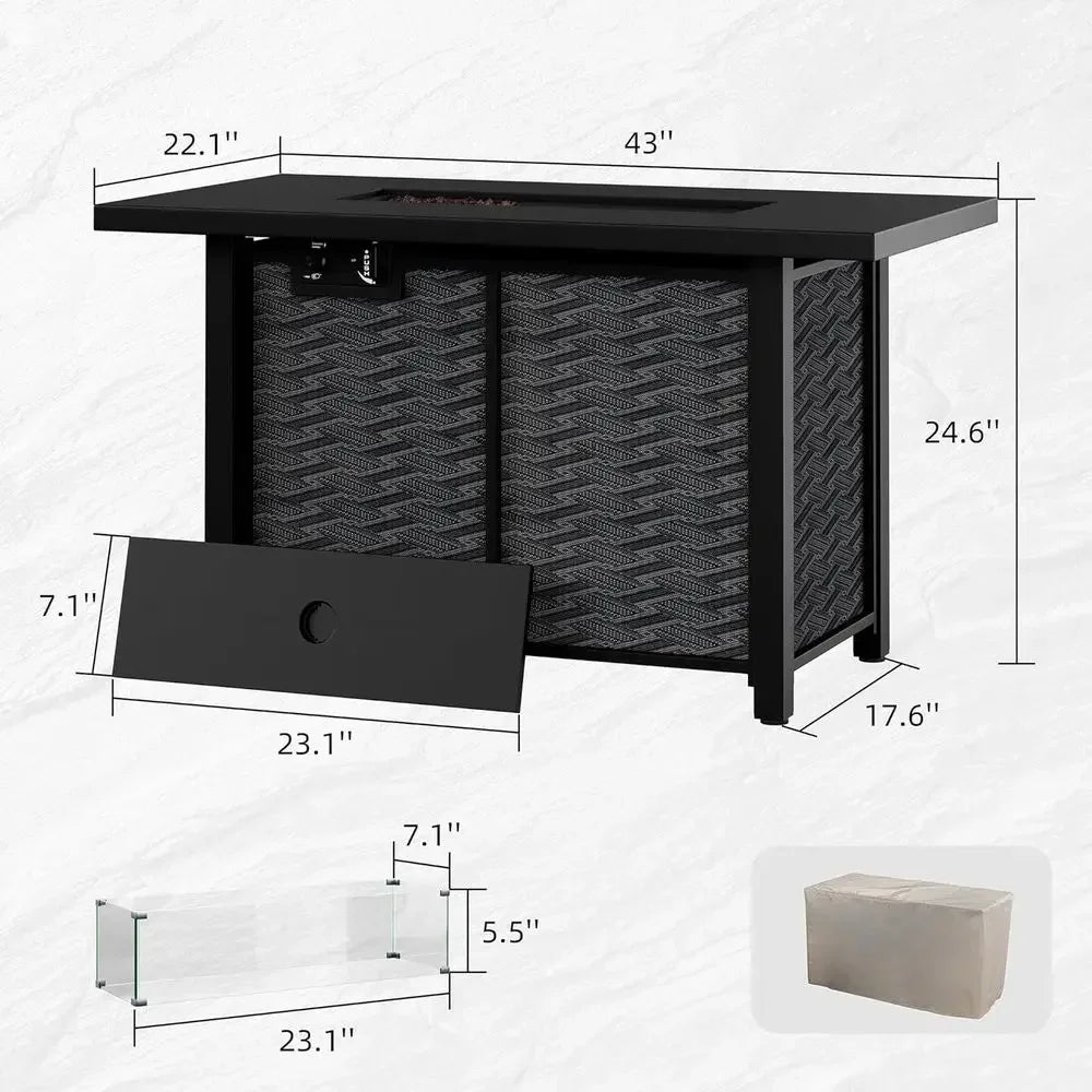 Heatstone Juniper 43" rectangular propane fire pit table, view 4