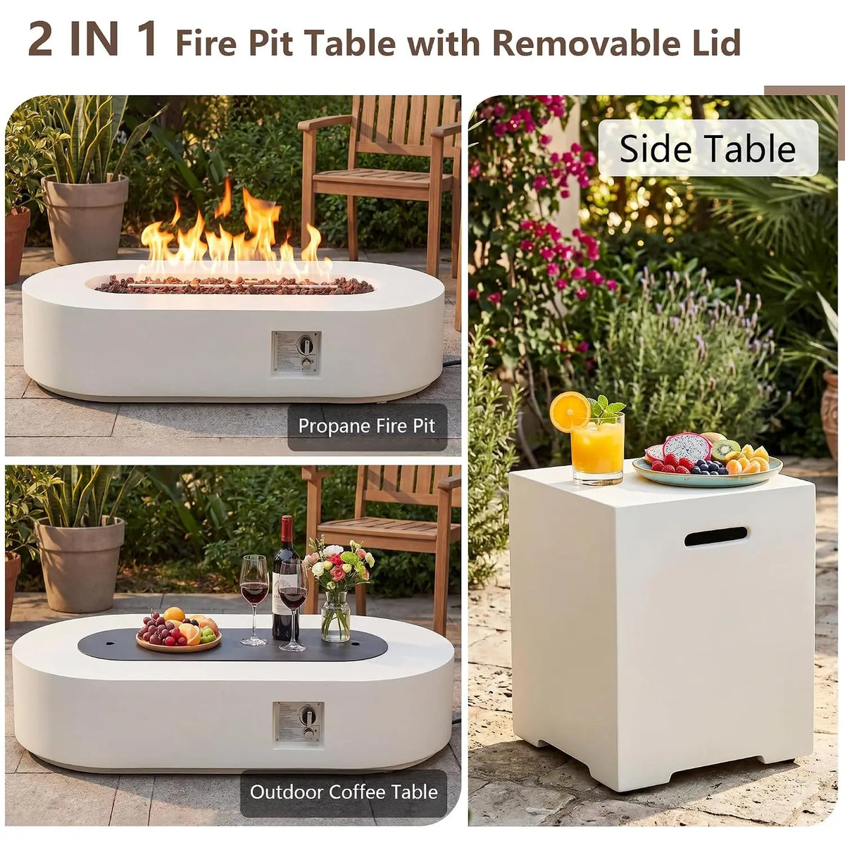 Heatstone Pacifica 56" oval propane fire pit table, view 5