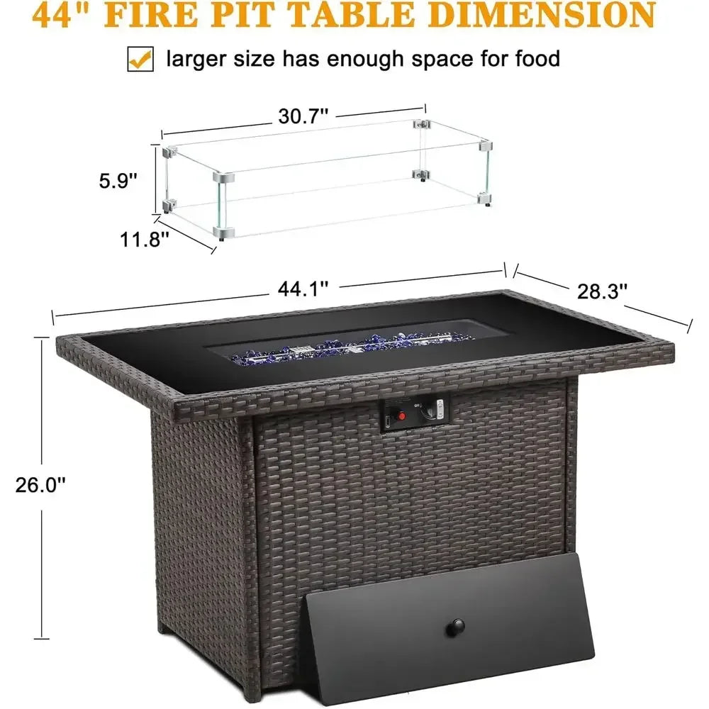 Heatstone Cypress 44" rectangular propane fire pit table, view 5
