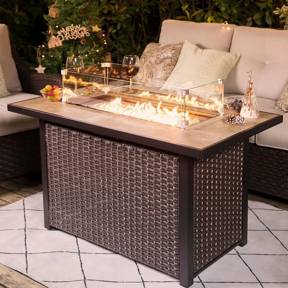 Heatstone Avila rectangular propane fire pit table, view 2