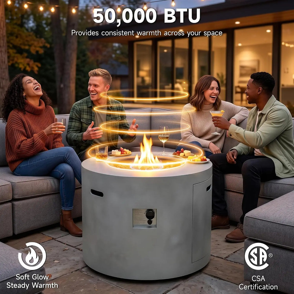Heatstone Cove 32" round propane fire pit table, view 4