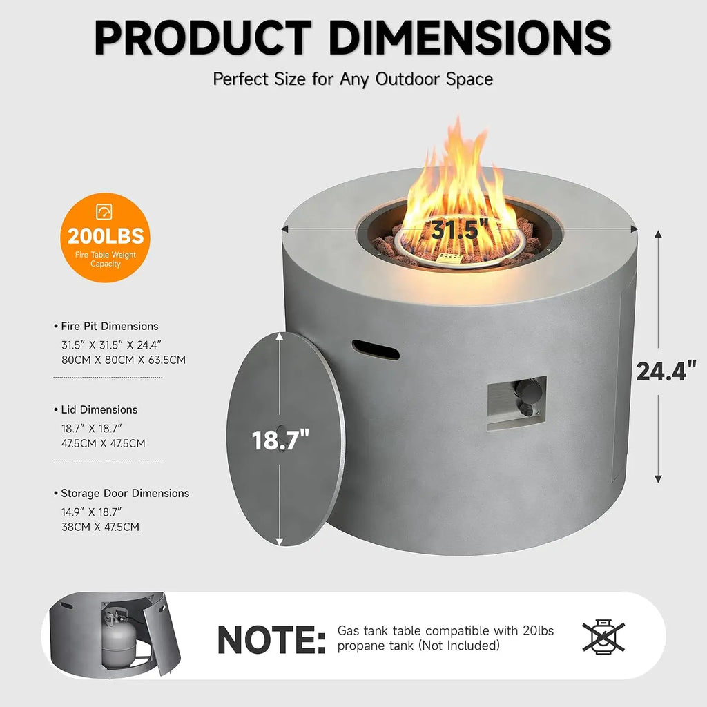 Heatstone Cove 32" round propane fire pit table, view 2