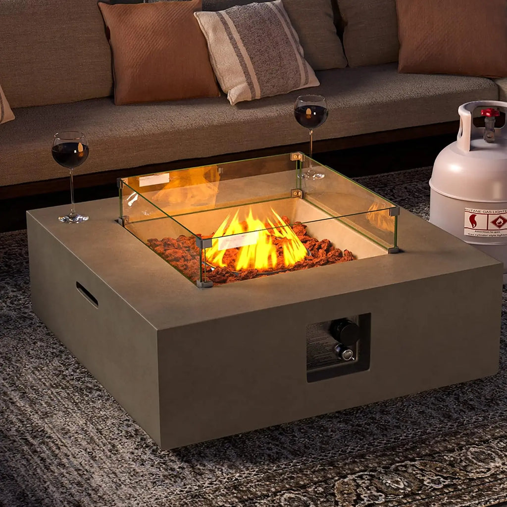 Heatstone Quarry 35" square propane fire pit table, view 3