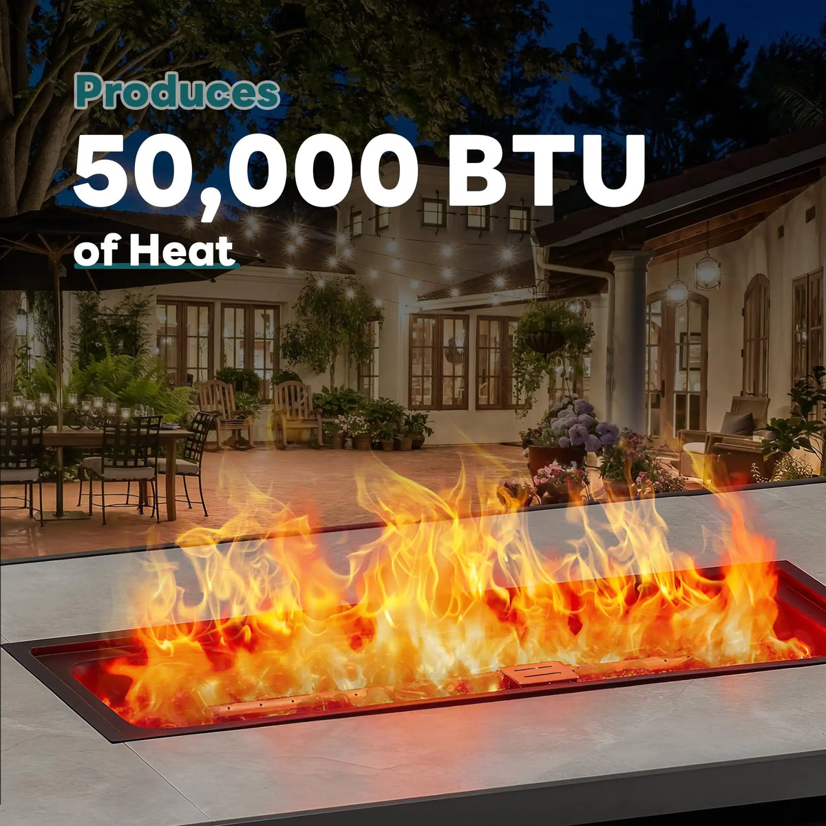 Heatstone Carson 43" rectangular propane fire pit table, view 6