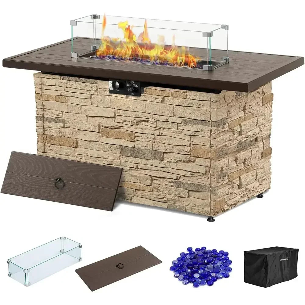 Heatstone Flagstone 43" rectangular propane fire pit table, view 1