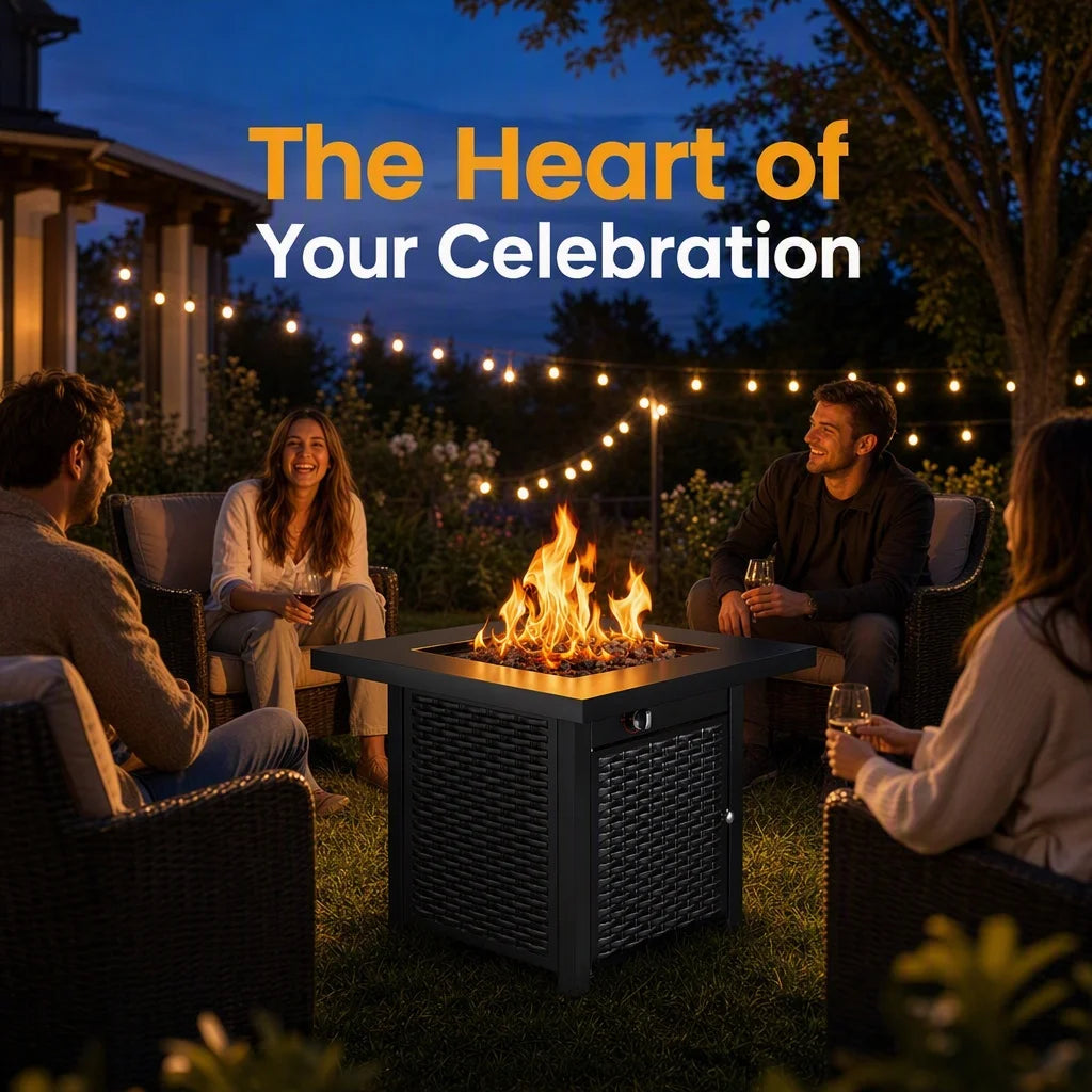 Heatstone Sedona 28" square propane fire pit table, view 3