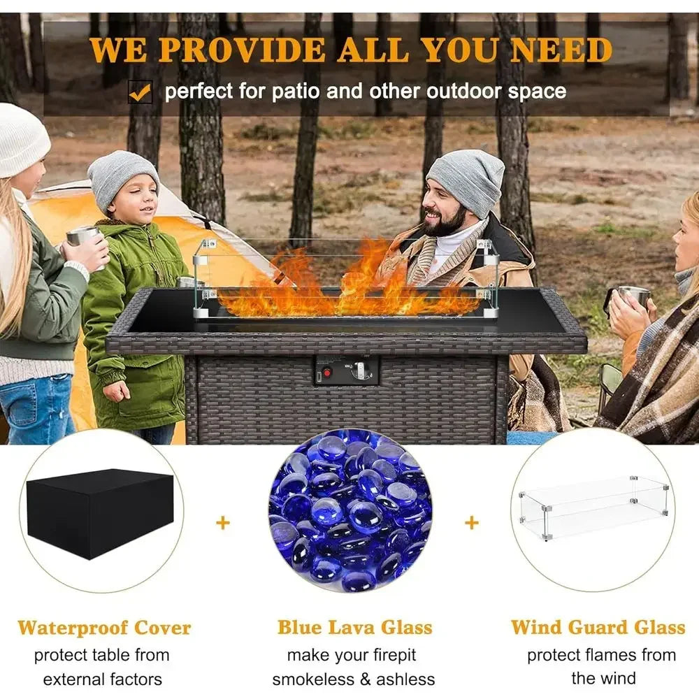 Heatstone Cypress 44" rectangular propane fire pit table, view 3