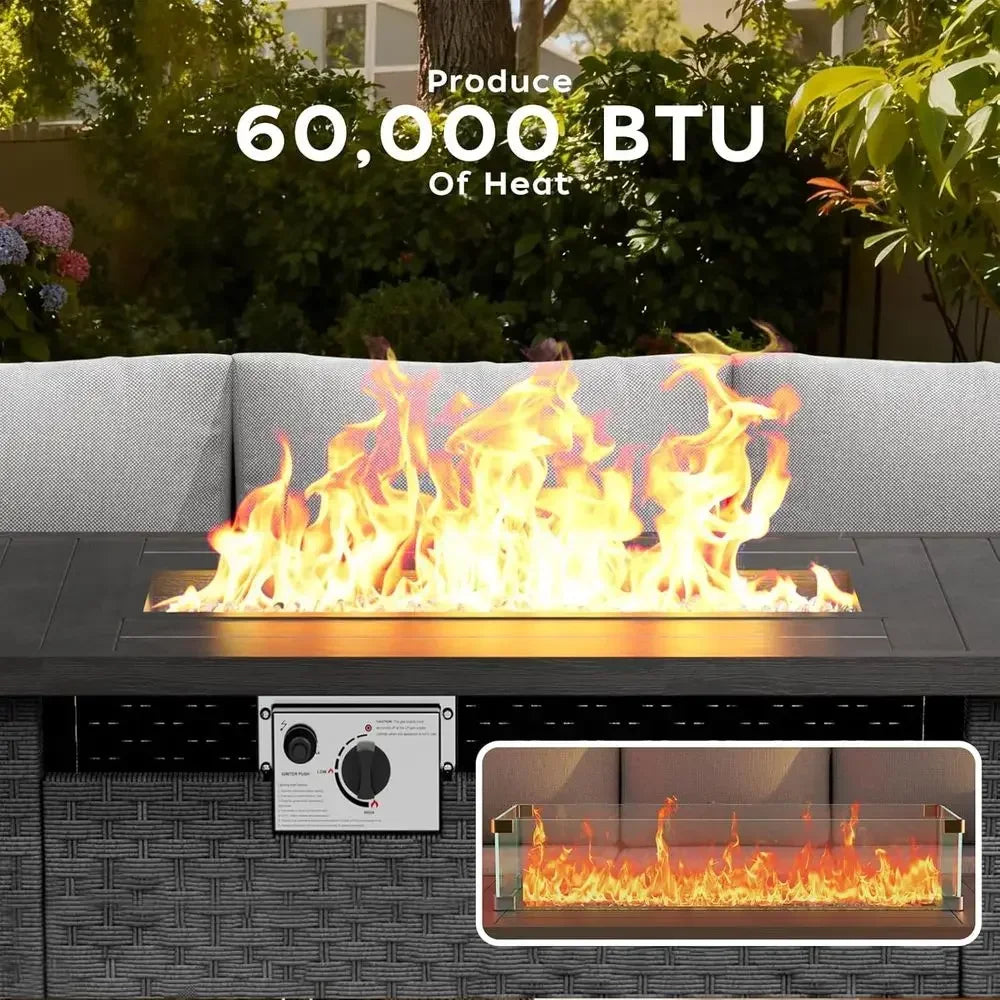 Heatstone Marin 44" rectangular propane fire pit table, view 4