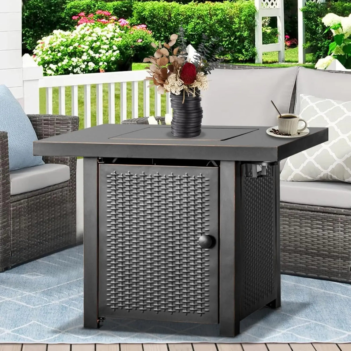 Heatstone Boulder square propane fire pit table, view 2