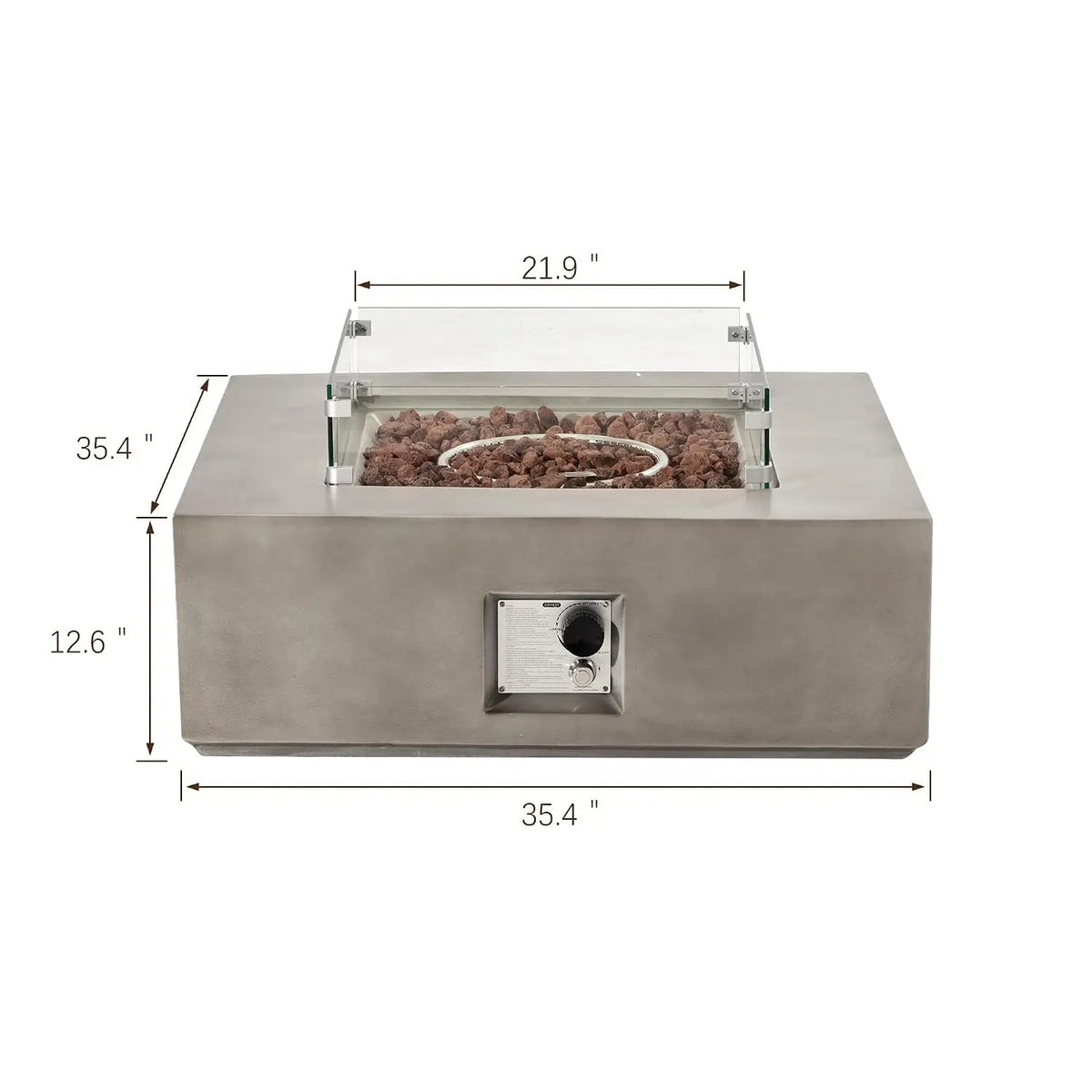 Heatstone Quarry 35" square propane fire pit table, view 6