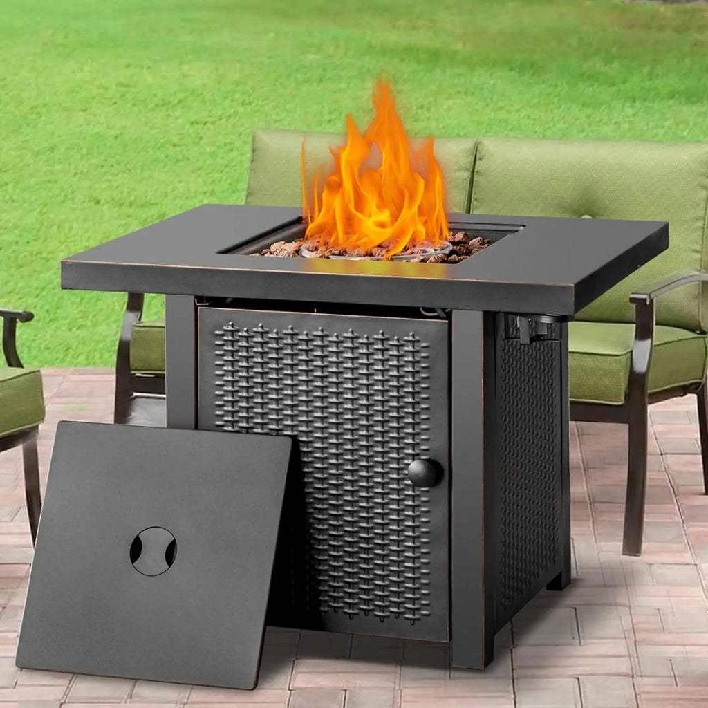 Heatstone Boulder square propane fire pit table, view 6