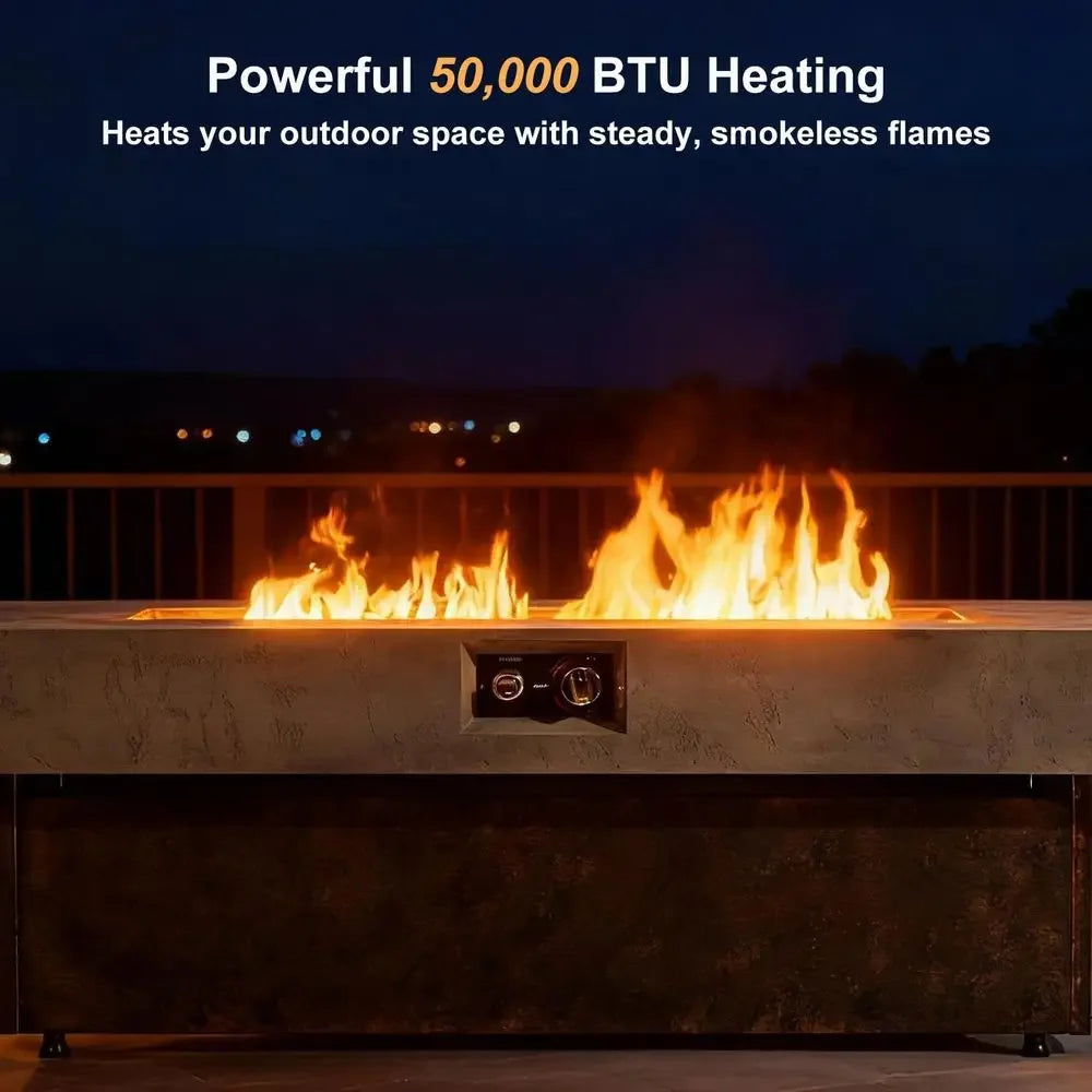 Heatstone Horizon 56" rectangular propane fire pit table, view 4