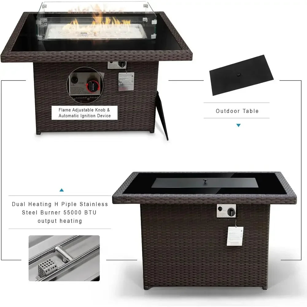 Heatstone Hermosa 43" rectangular propane fire pit table, view 4