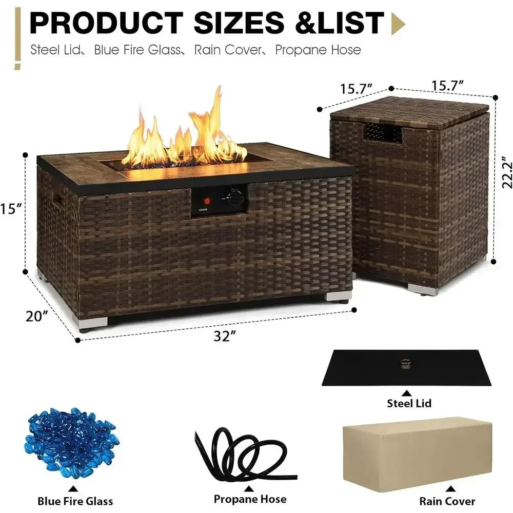 Heatstone Napa 32" rectangular propane fire pit table, view 3