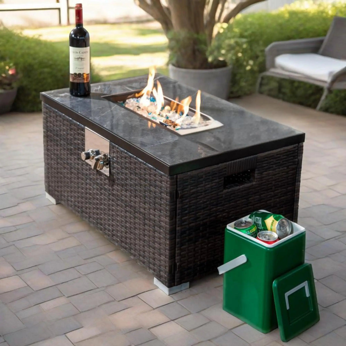 Heatstone Sausalito 32" rectangular propane fire pit table, view 1