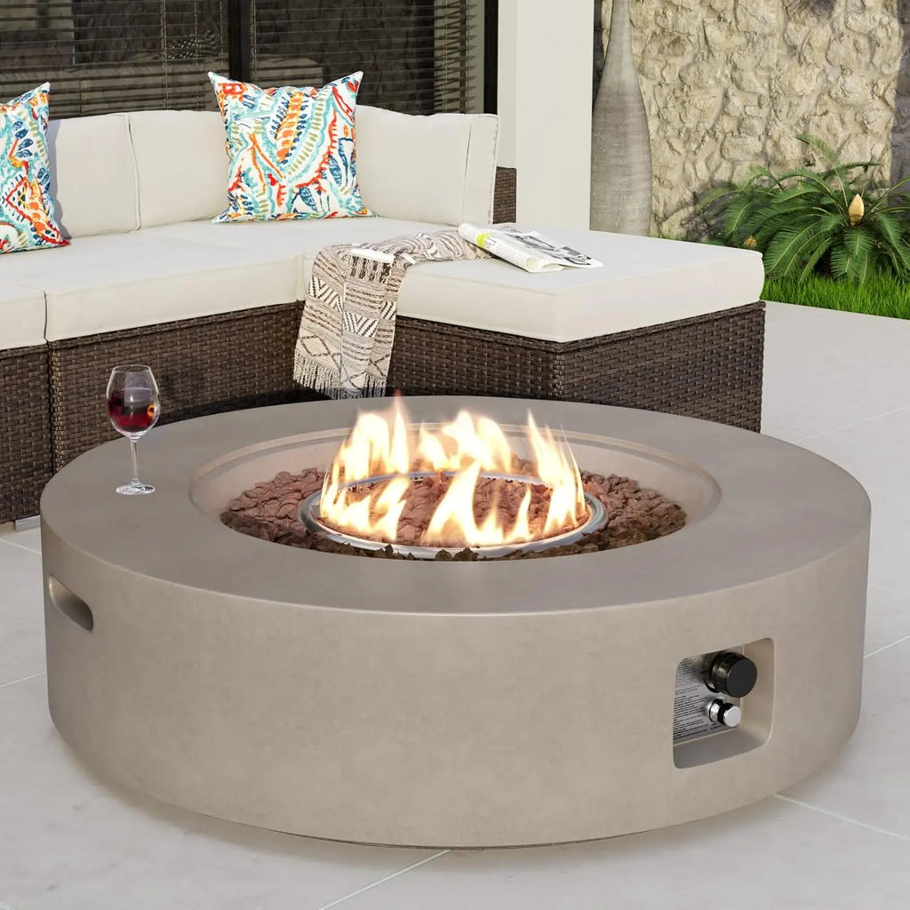 Heatstone Solano 42" Round Propane Fire Pit Table – 50,000 BTU