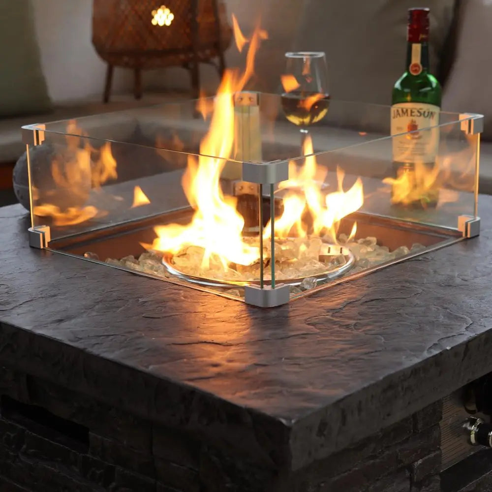 Heatstone Ledge square propane fire pit table, view 4