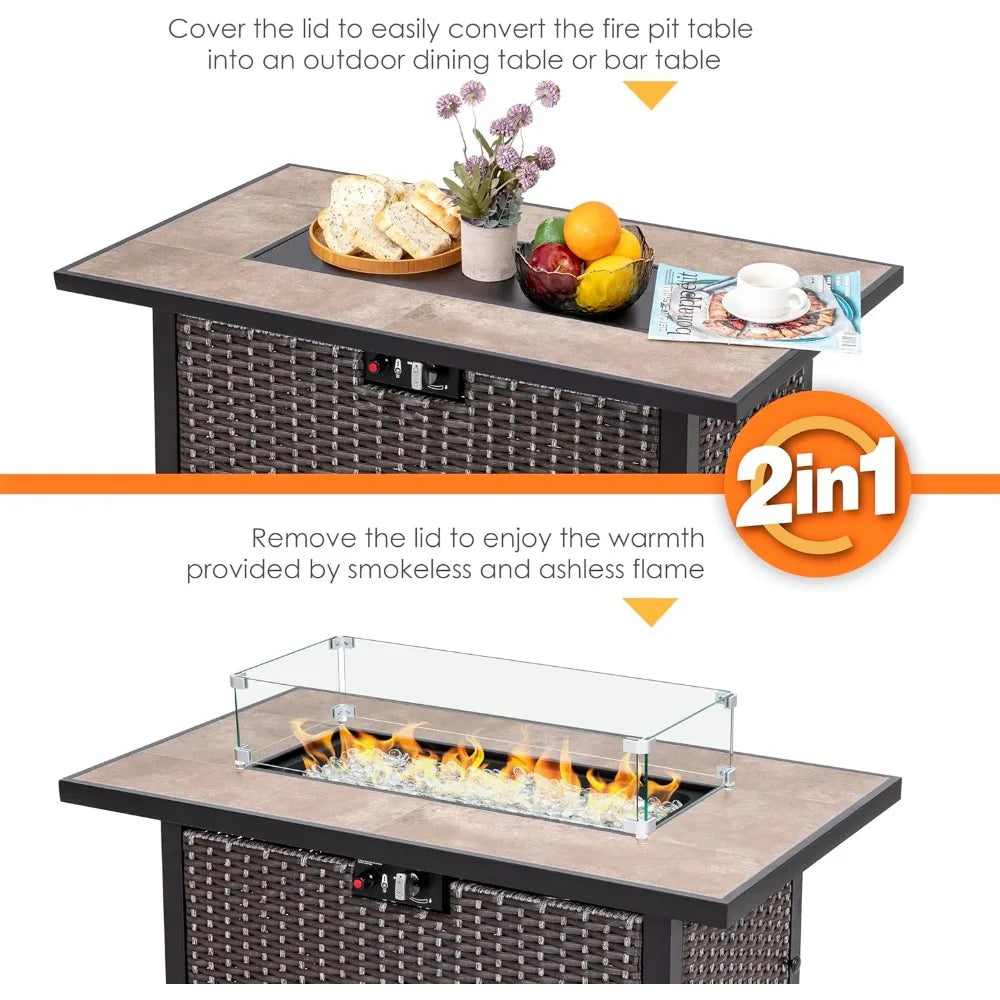 Heatstone Avila rectangular propane fire pit table, view 5