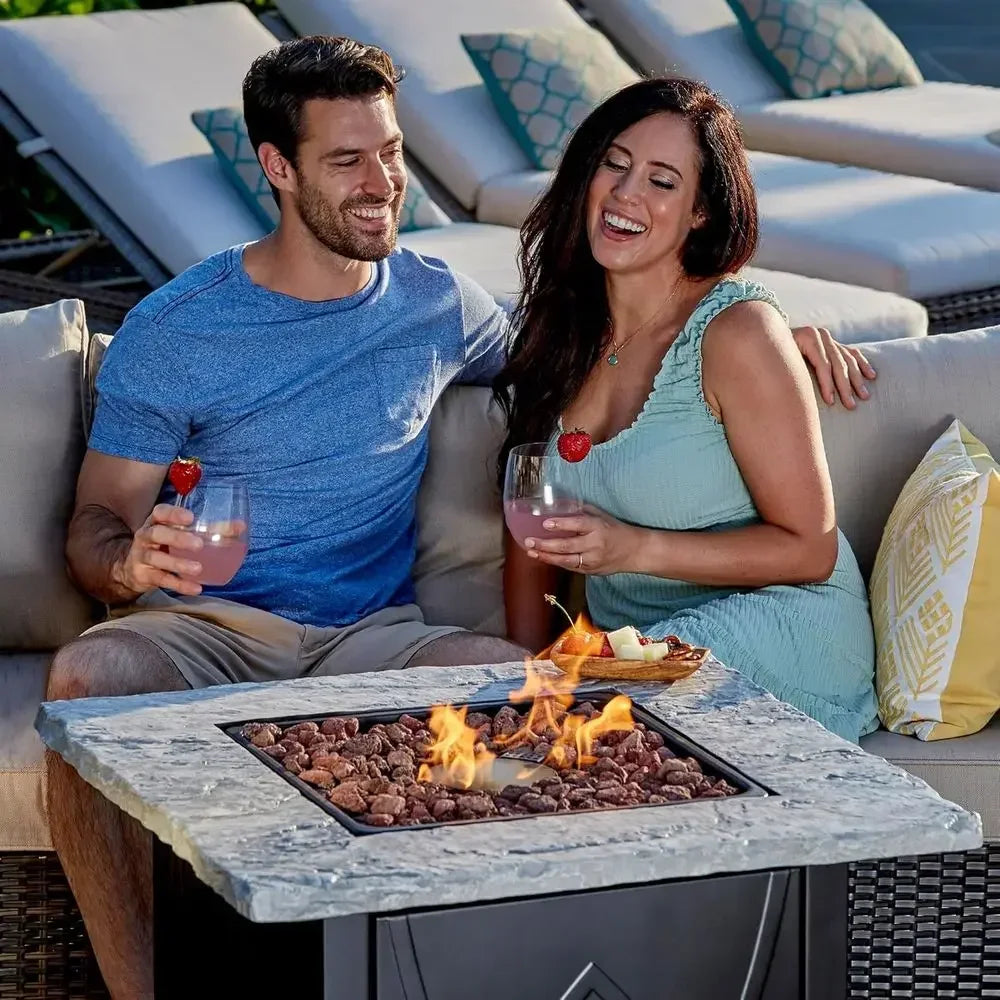 Heatstone Granite 30" square propane fire pit table, view 4
