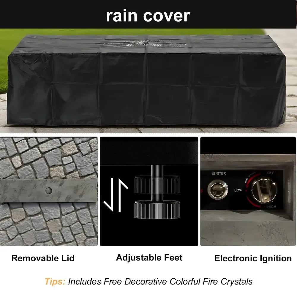 Heatstone Horizon 56" rectangular propane fire pit table, view 6