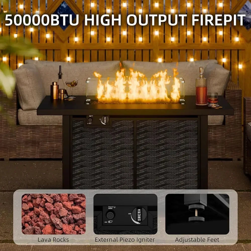 Heatstone Juniper 43" rectangular propane fire pit table, view 5