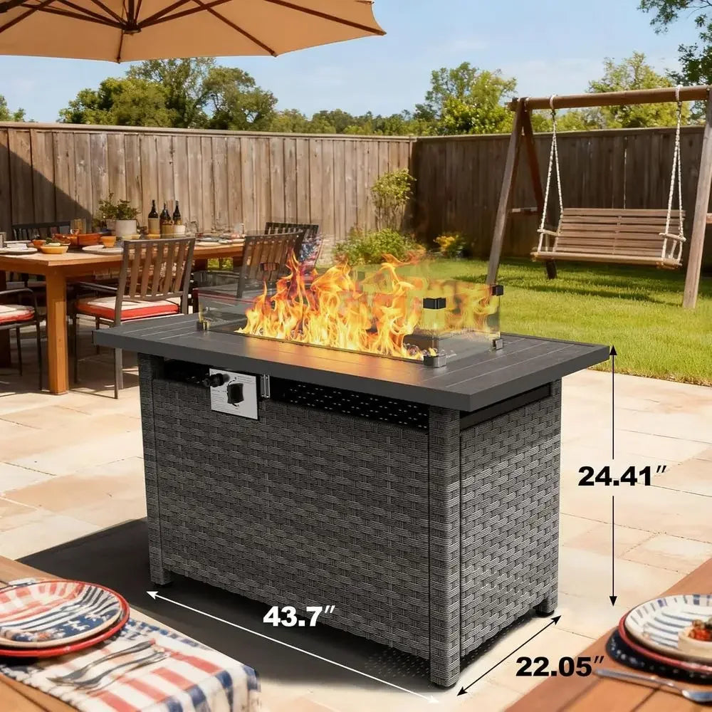 Heatstone Marin 44" rectangular propane fire pit table, view 2