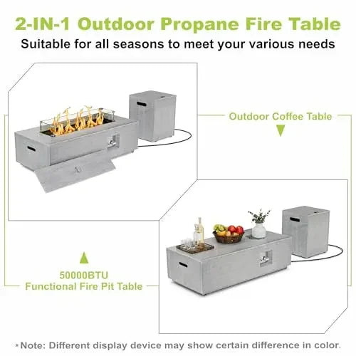 Heatstone Aurora 42" rectangular propane fire pit table, view 6