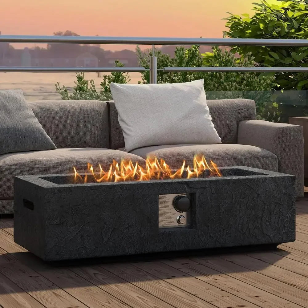 Heatstone Basalt 42.5" rectangular propane fire pit table, view 2