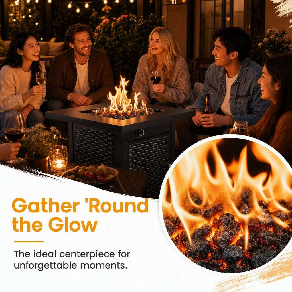 Heatstone Sedona 28" square propane fire pit table, view 4