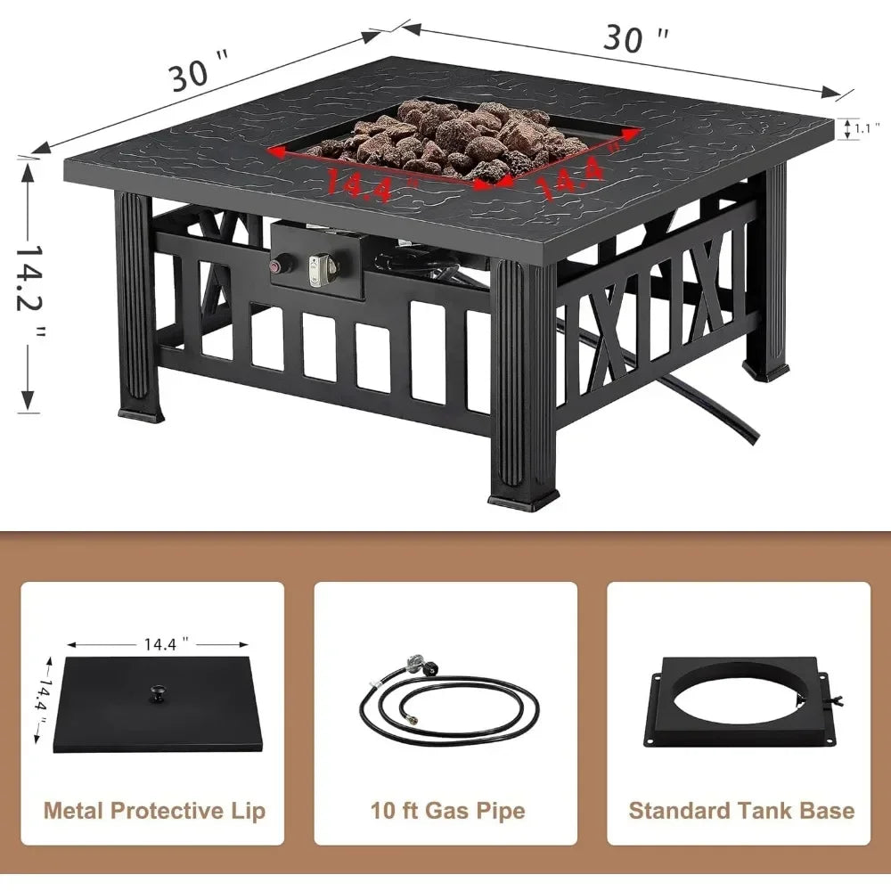 Heatstone Mojave 30" square propane fire pit table, view 3