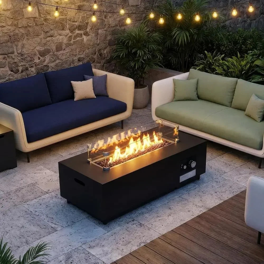 Heatstone Onyx 42" rectangular propane fire pit table, view 5