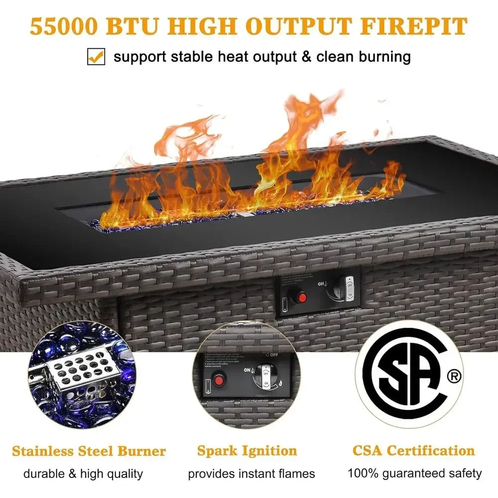 Heatstone Cypress 44" rectangular propane fire pit table, view 2